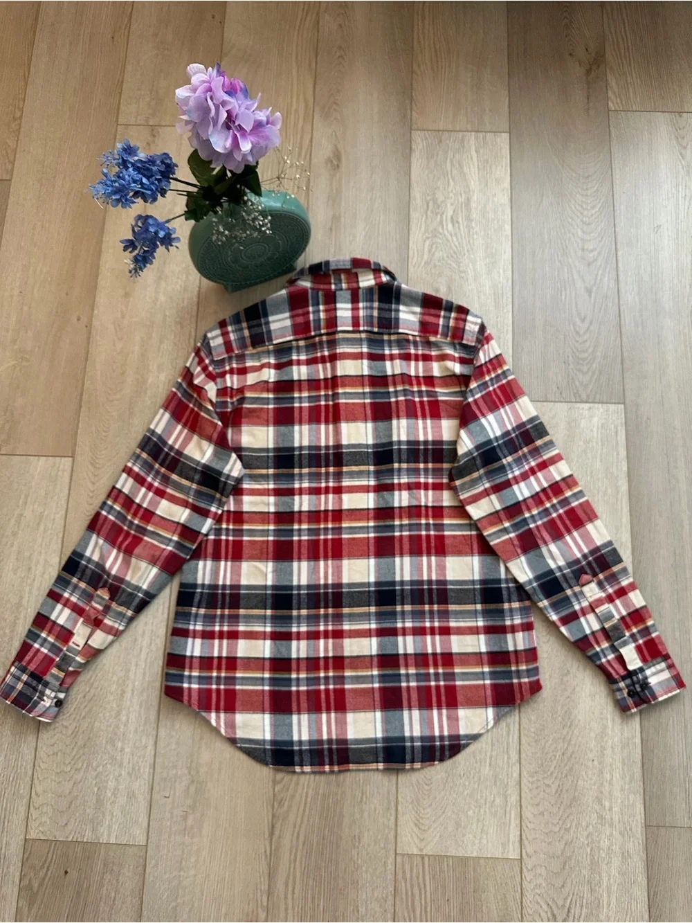 Lacoste Red Navy Plaid Button-Down Shirt classic fit Size L - Picture 4 of 10